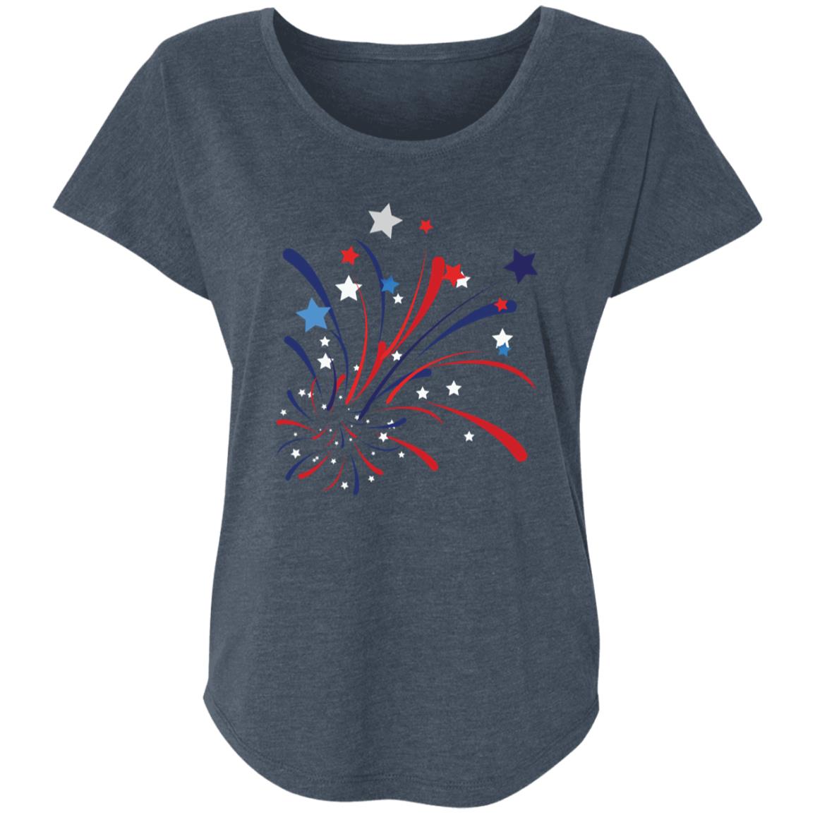 4th of July Firework 2 NL6760 Ladies' Triblend Dolman Sleeve