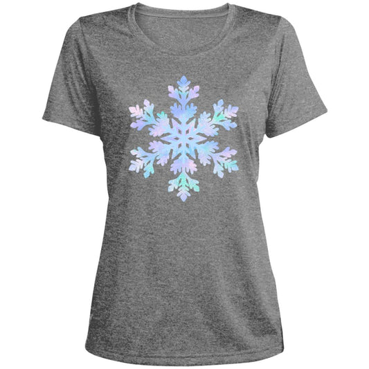 Snowflake blue and purple CLOSEOUT -- Ladies' Heather Scoop Neck Performance Tee