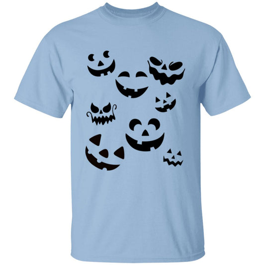 Scattered Jack O Lantern Faces (1) -- Youth 5.3 oz 100% Cotton T-Shirt