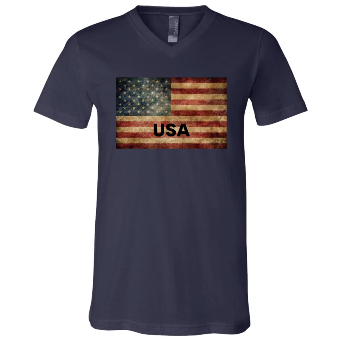 American Flag -- Unisex Jersey SS V-Neck T-Shirt