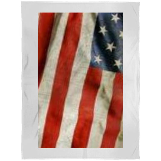 Arctic Fleece Blanket 60x80 -- American Flag -- Distressed and Waving