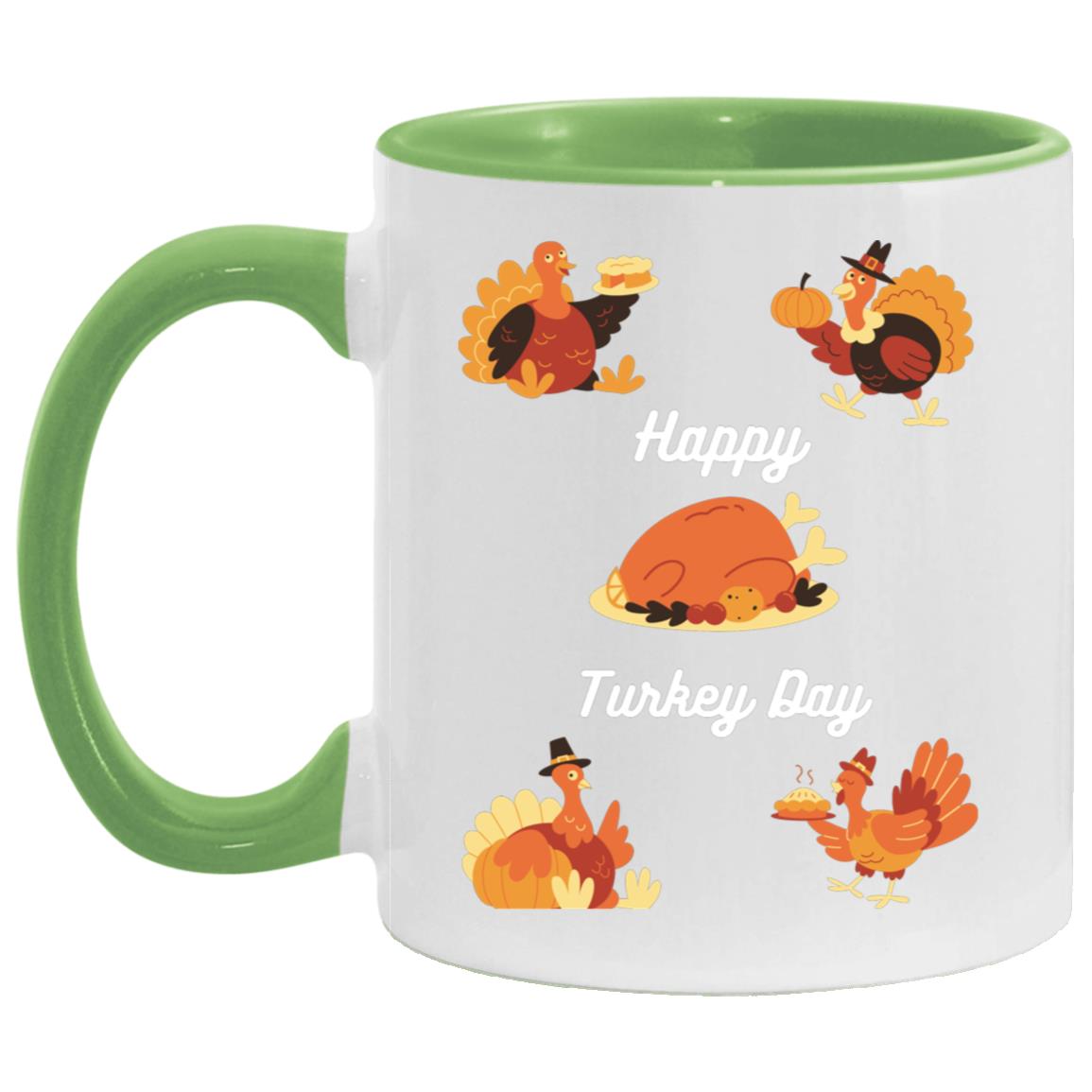 Happy Turkey Day white letters AM11OZ 11oz Accent Mug