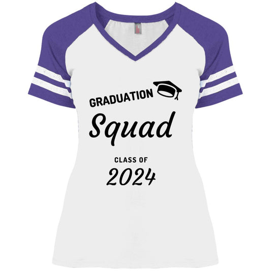 Grad Squad 2024 Black CLOSEOUT - DM476 Ladies' Game V-Neck T-Shirt