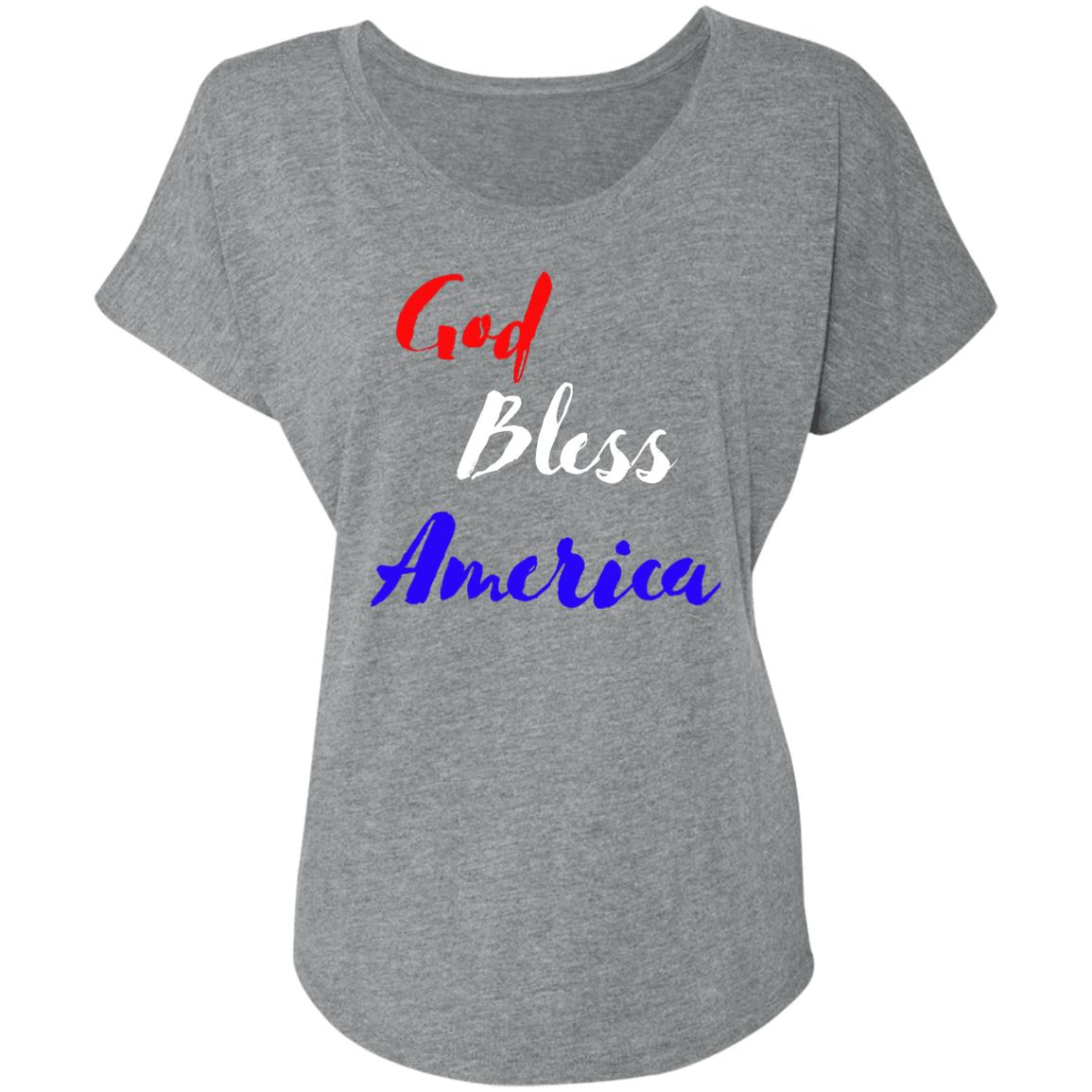 God bless America red white blue NL6760 Ladies' Triblend Dolman Sleeve
