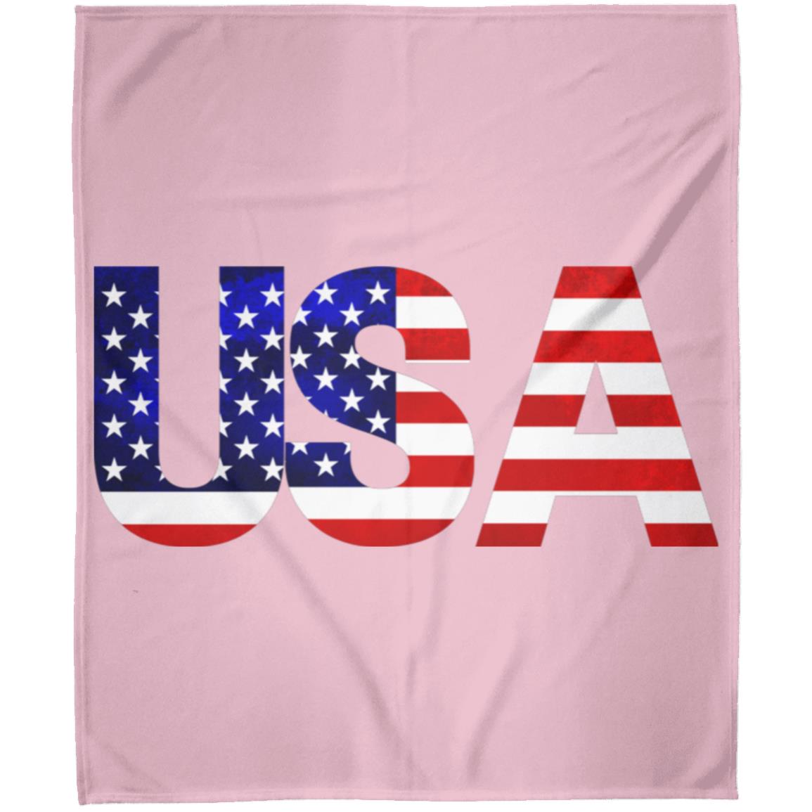 USA American Flag T-shirt FLM Arctic Fleece Blanket 50x60