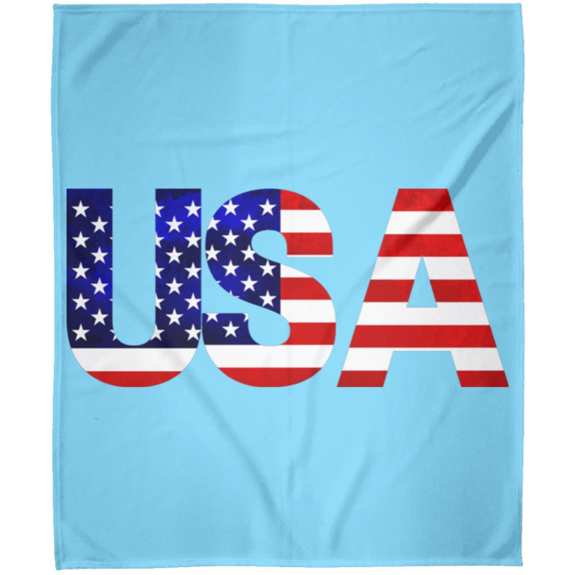 USA American Flag T-shirt FLM Arctic Fleece Blanket 50x60