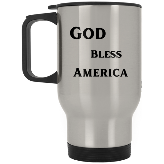 God Bless America Black (1) XP8400S Silver Stainless Travel Mug