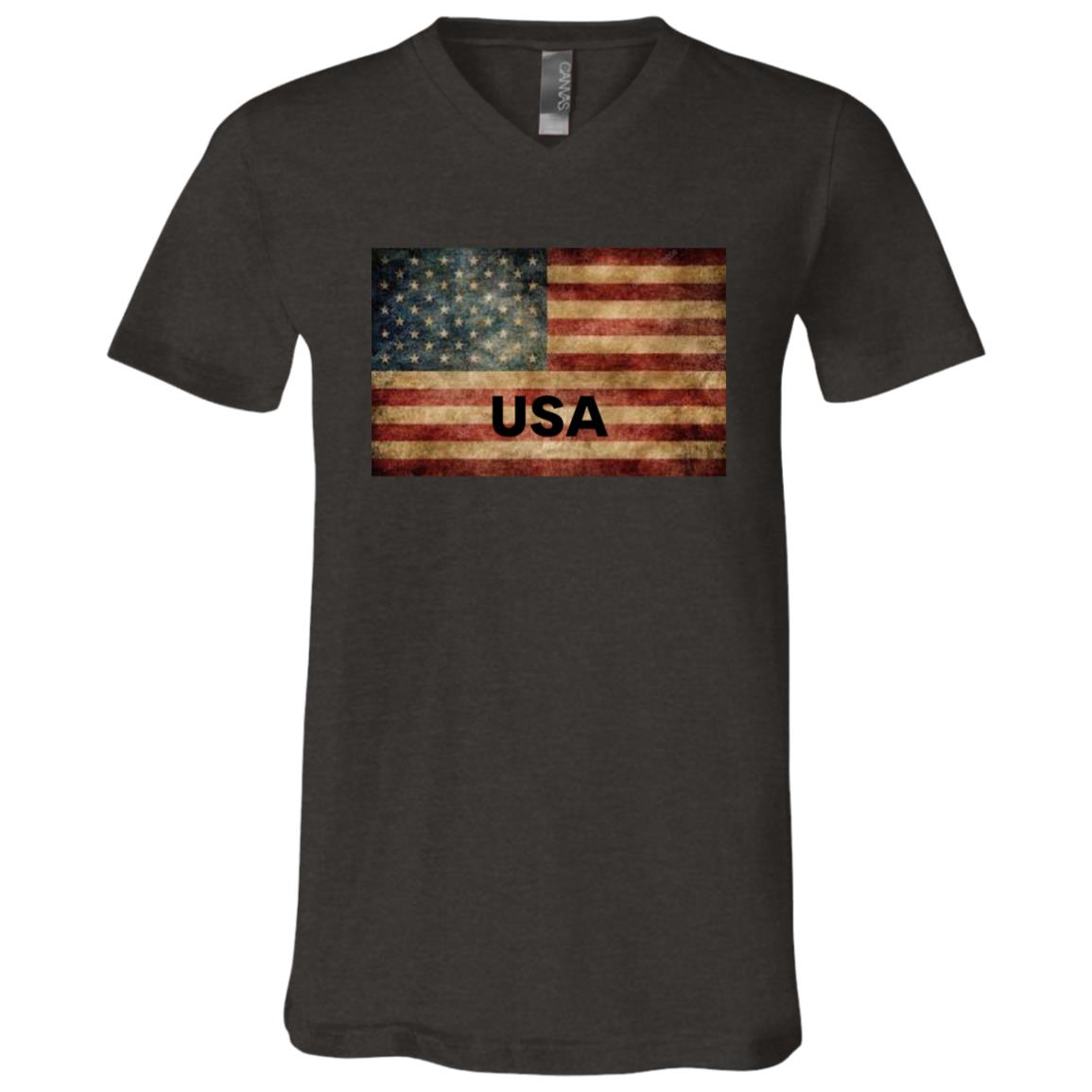 American Flag -- Unisex Jersey SS V-Neck T-Shirt