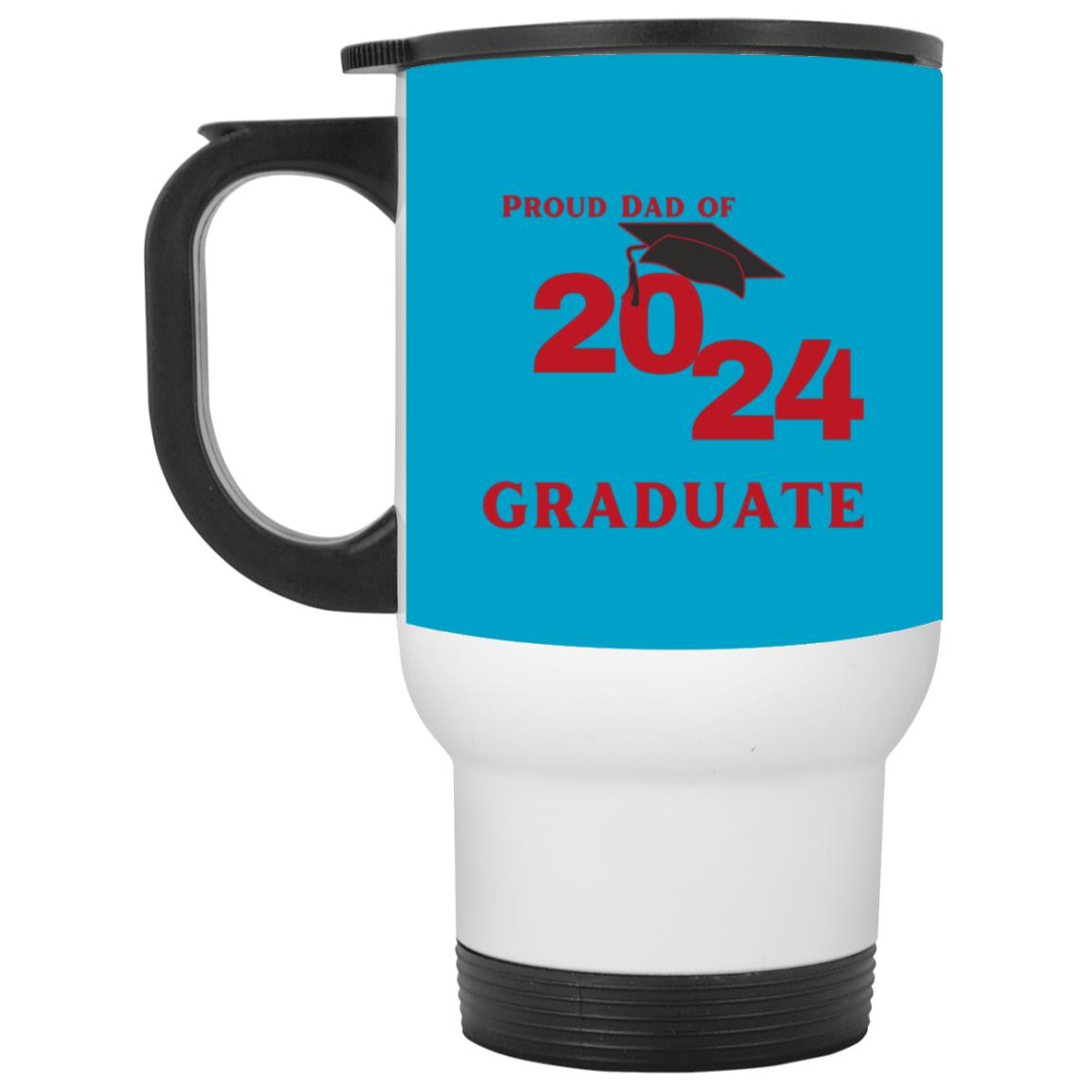 Proud Dad graduate 2024 red CLOSEOUT - XP8400W White Travel Mug