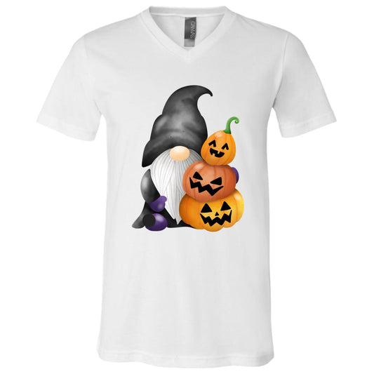 Gnome wJack o' Lanterns 3005 Unisex Jersey SS V-Neck T-Shirt