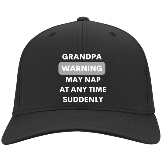 Grandpa naps white C813 Embroidered Flex Fit Twill Baseball Cap