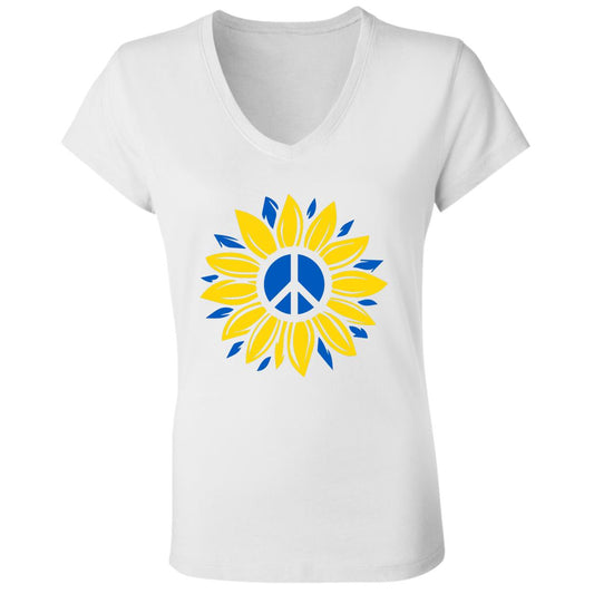 Peace flower t-shirt B6005 Ladies' Jersey V-Neck T-Shirt