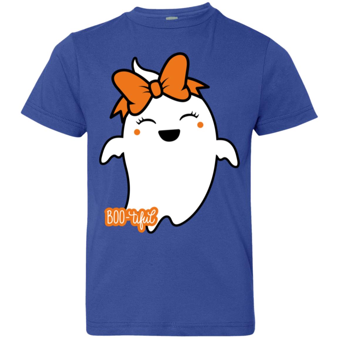 Boo-tiful Ghost with Bow -- Youth Jersey T-Shirt