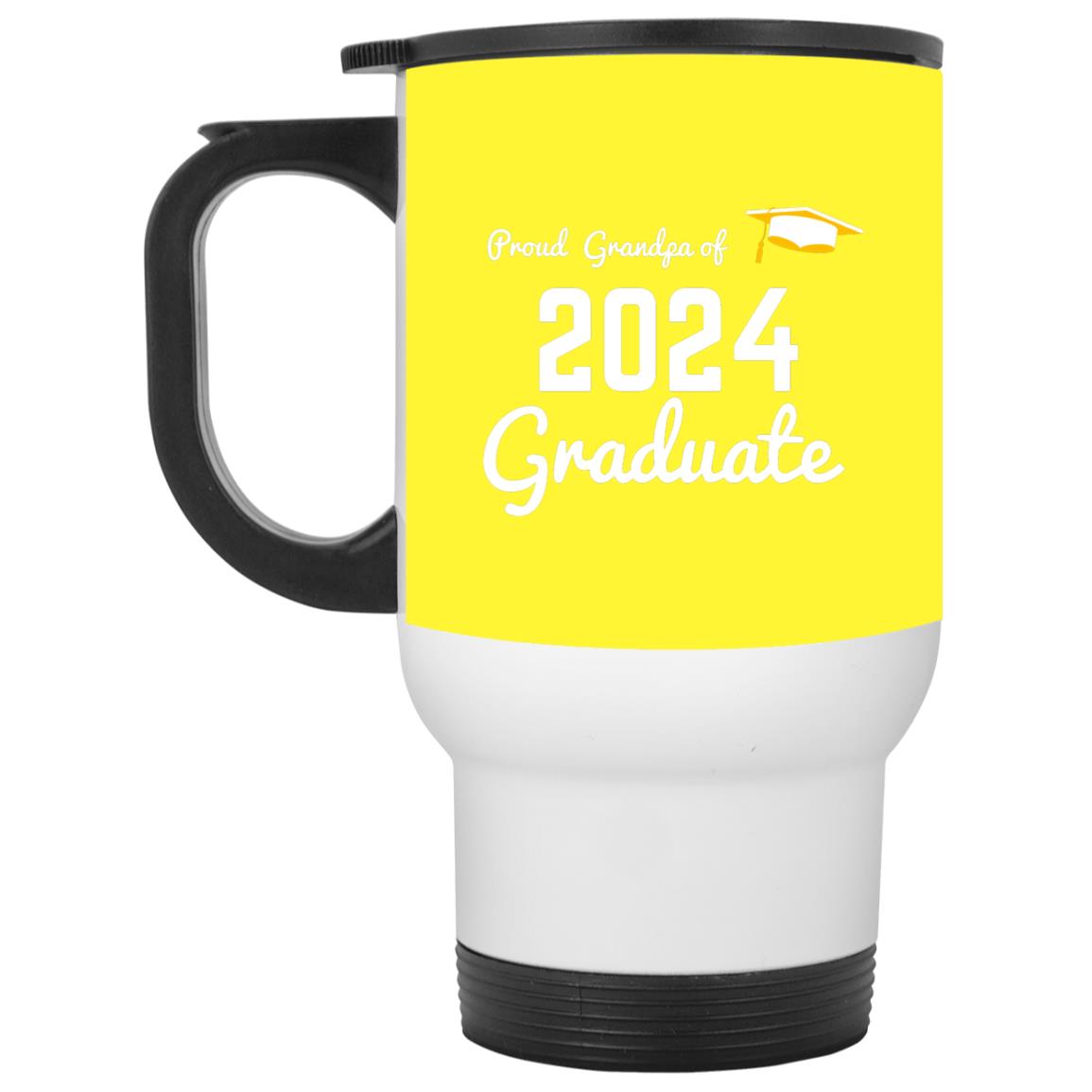 Proud Grandpa -- Graduate 2024 -- White Travel Mug