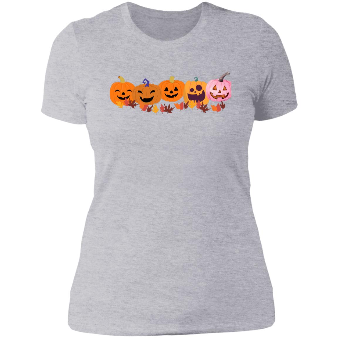 Jack 0 Lanterns in a Row NL3900 Ladies' Boyfriend T-Shirt