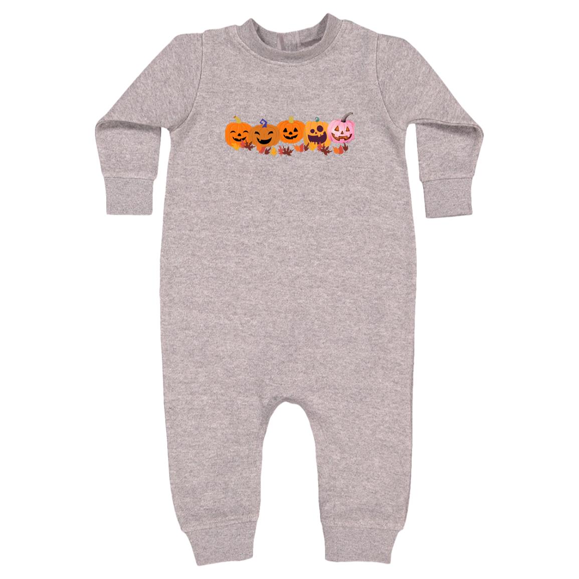 Jack 0 Lanterns in a Row -- Rabbit Skins Infant Fleece One-Piece Bodysuit