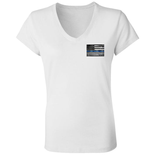 American Flag -- Police -- CLOSEOUT -- Ladies' Jersey V-Neck T-Shirt