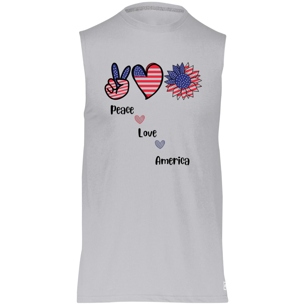 Essential Dri-Power Sleeveless Muscle Tee -- Peace Love America