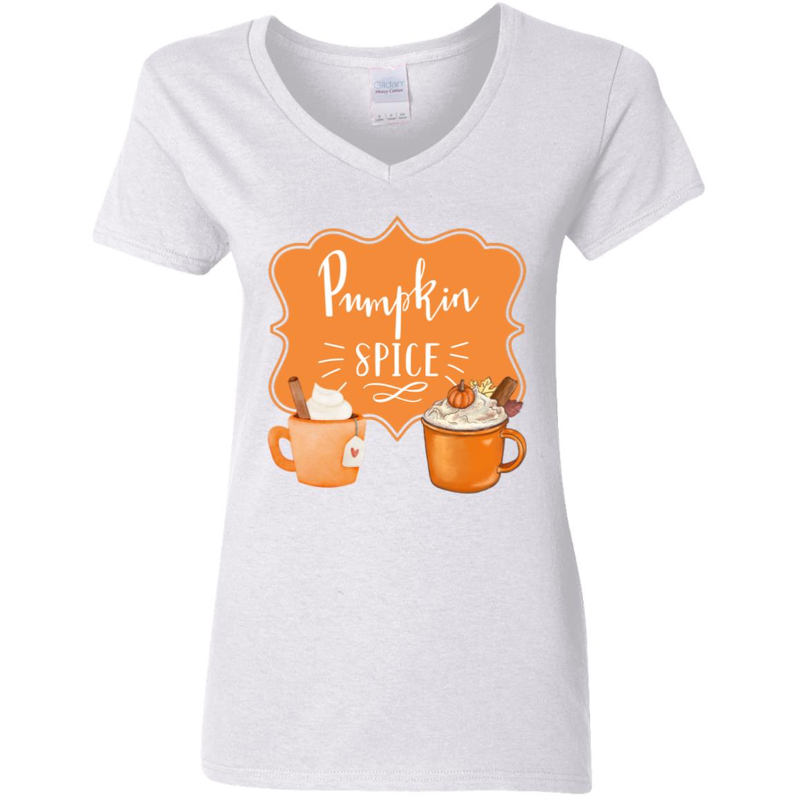 Pumpkin Spice Latte Orange -- Ladies' 5.3 oz. V-Neck T-Shirt