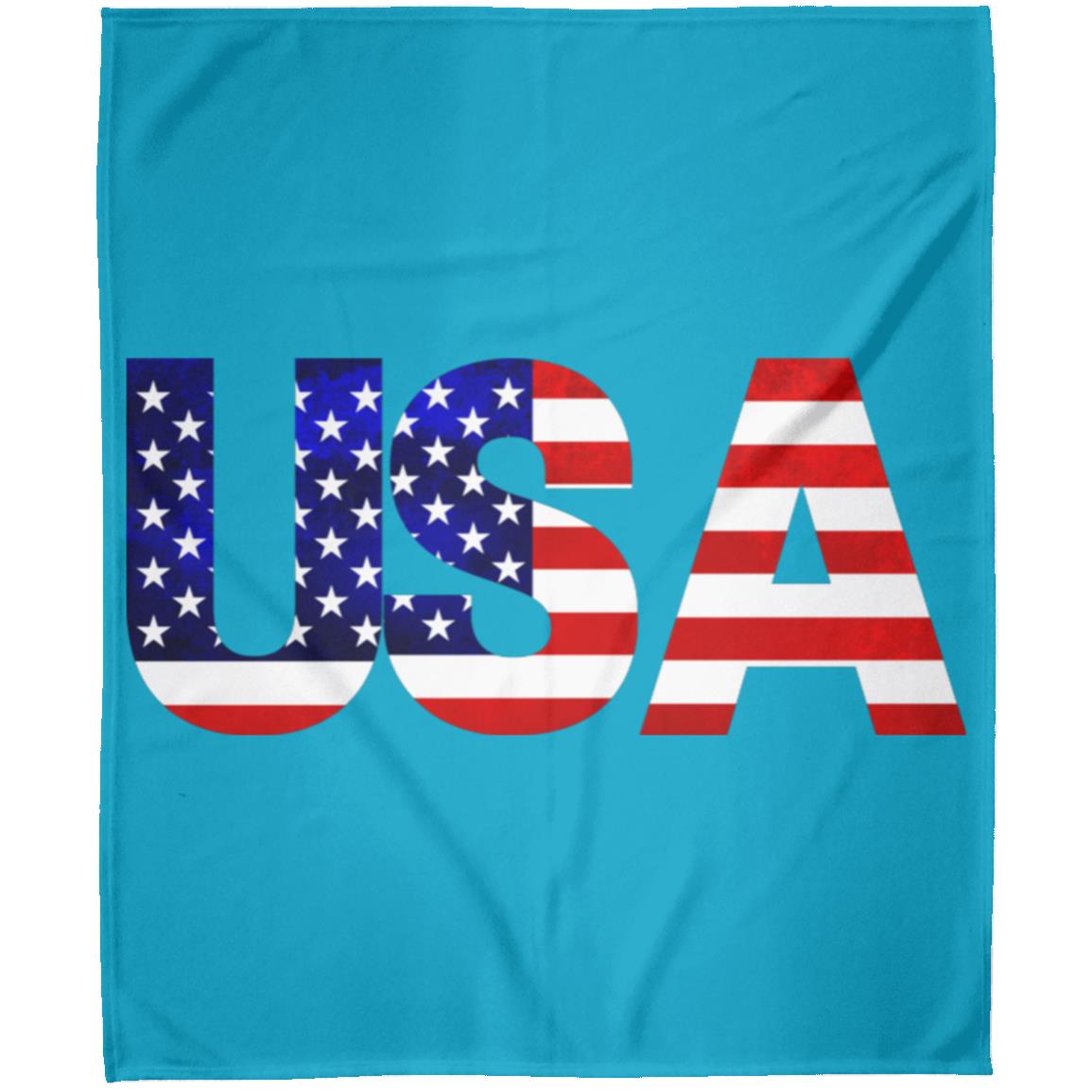 USA American Flag T-shirt FLM Arctic Fleece Blanket 50x60