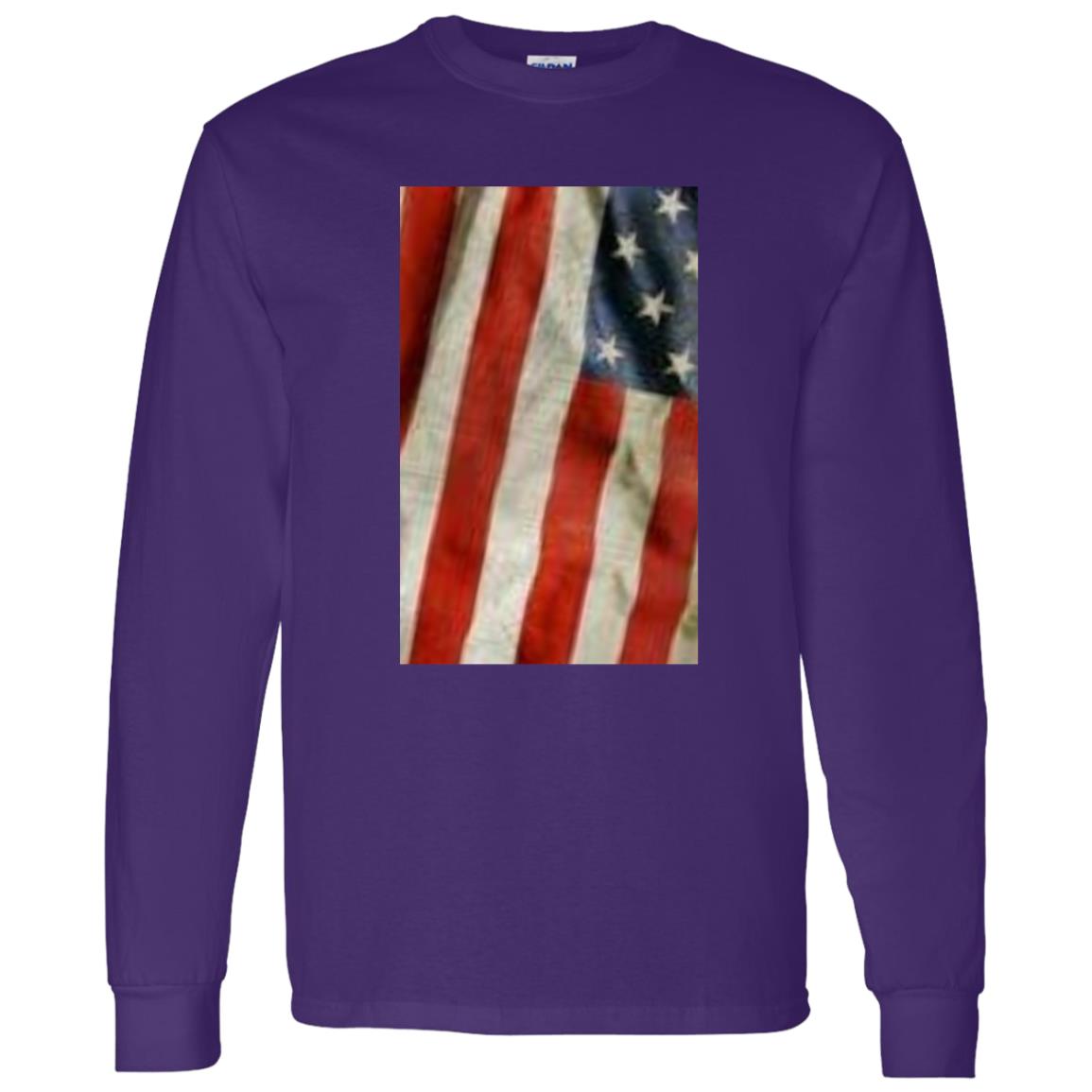 American Flag -- Distressed & Waving -- LS T-Shirt