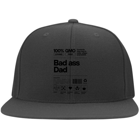 Bad Ass Dad -- Embroidered Flat Bill Twill Flexfit Cap