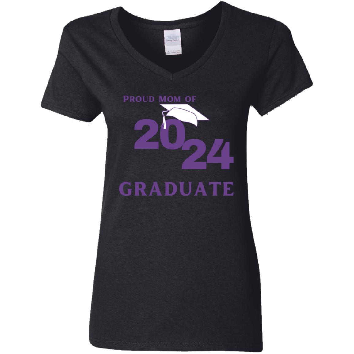 Proud Mom -- Graduate 2024 -- Ladies' V-Neck T-Shirt