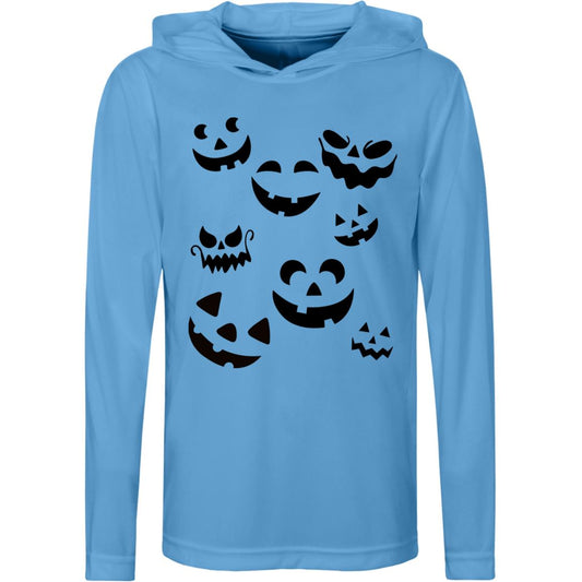 Scattered Jack O Lantern Faces (1) -- Kids Zone Hooded Tee