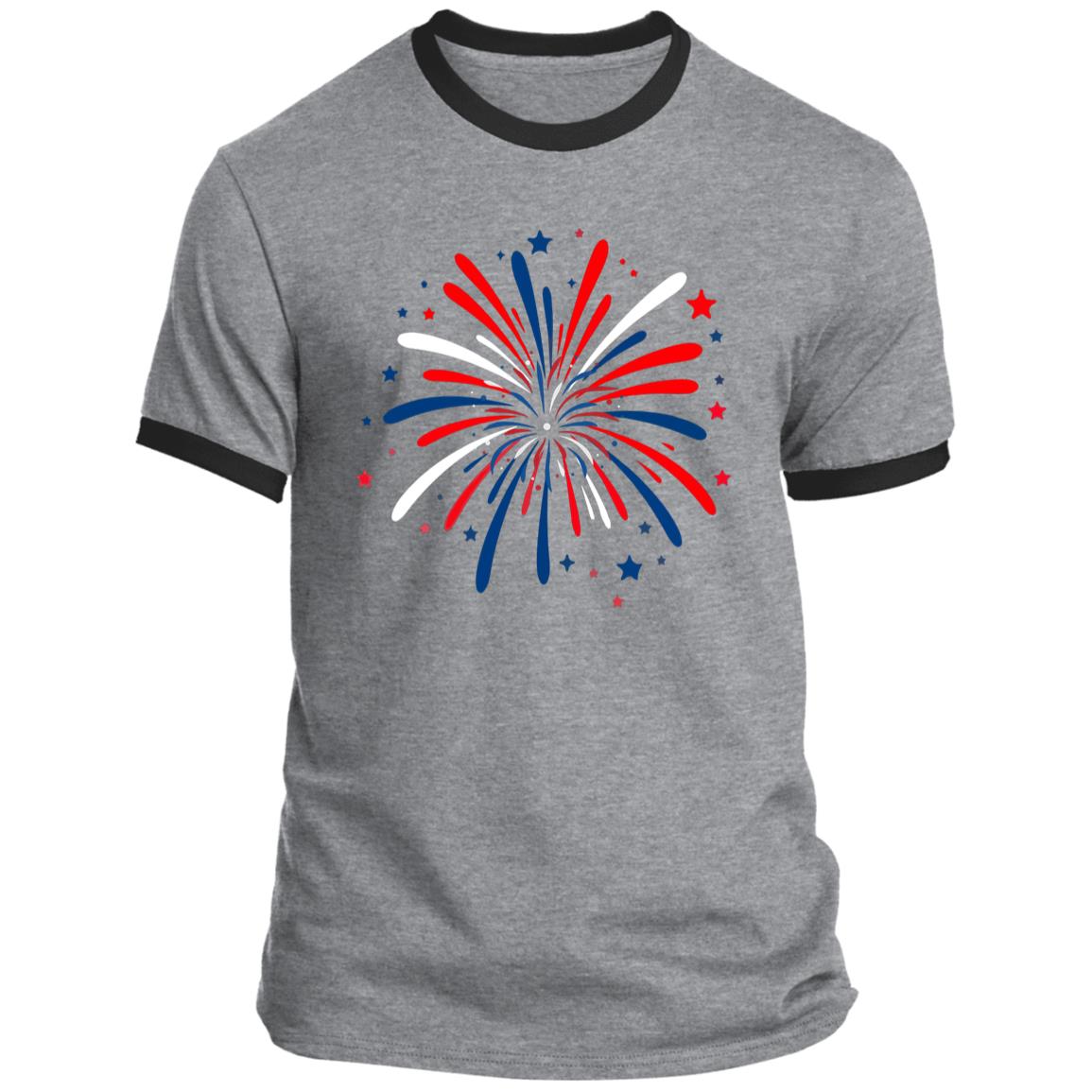 4th of July Firework CLOSEOUT - PC54R Ringer Tee