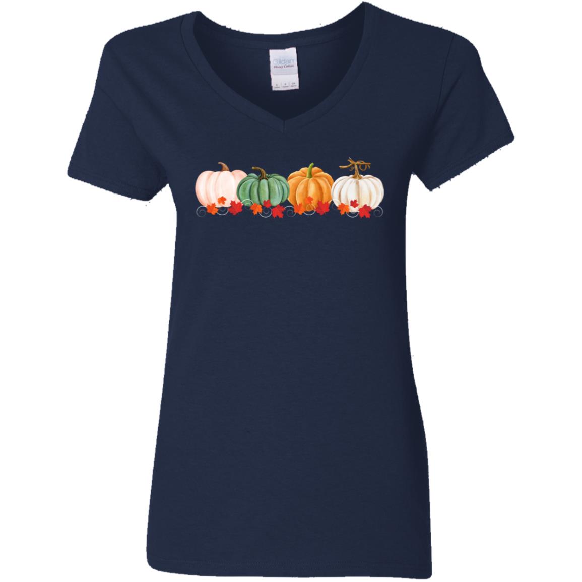 Pumpkins in a Row G500VL Ladies' 5.3 oz. V-Neck T-Shirt