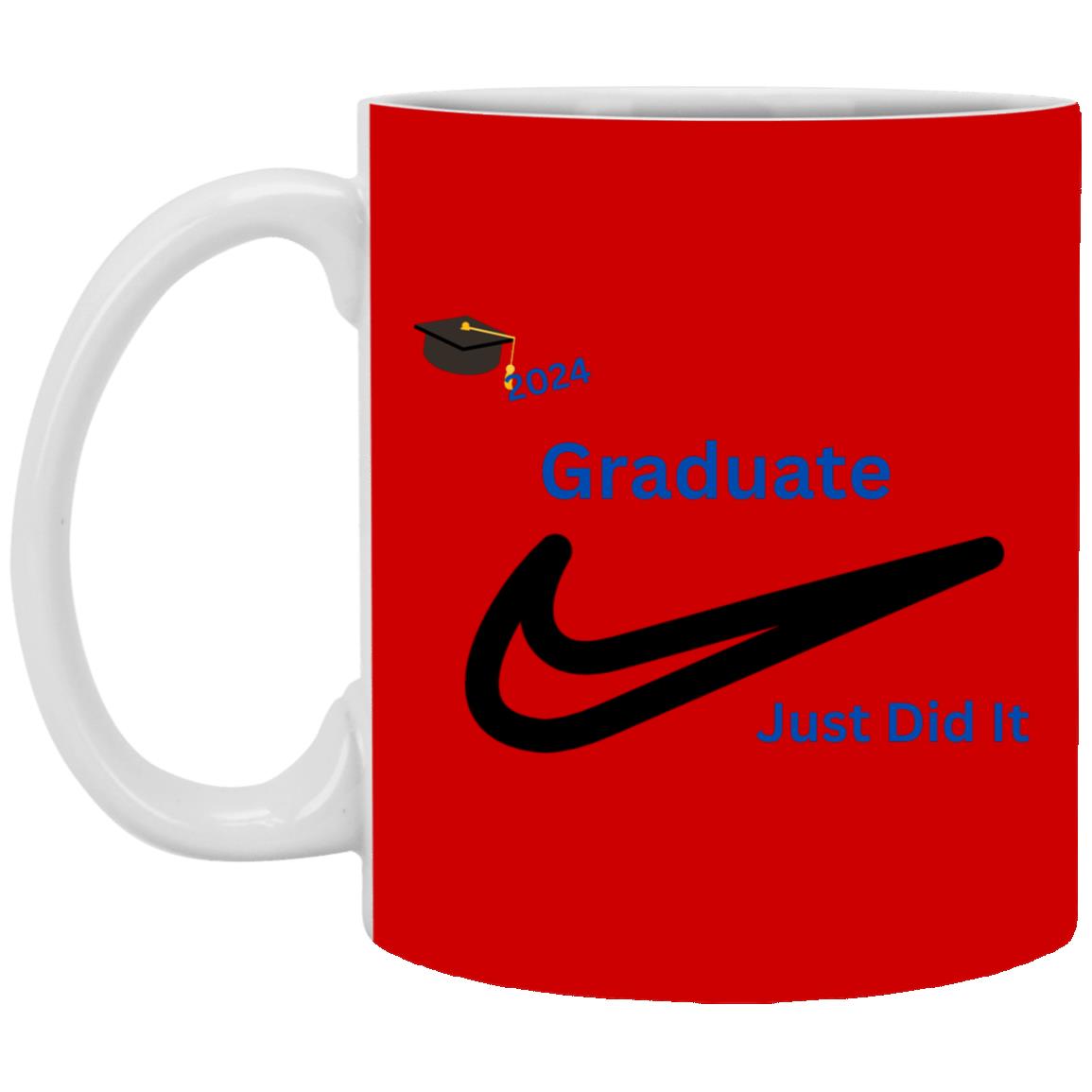 White Mug with a Splash of Color 11oz -- Graduation Nike 2024