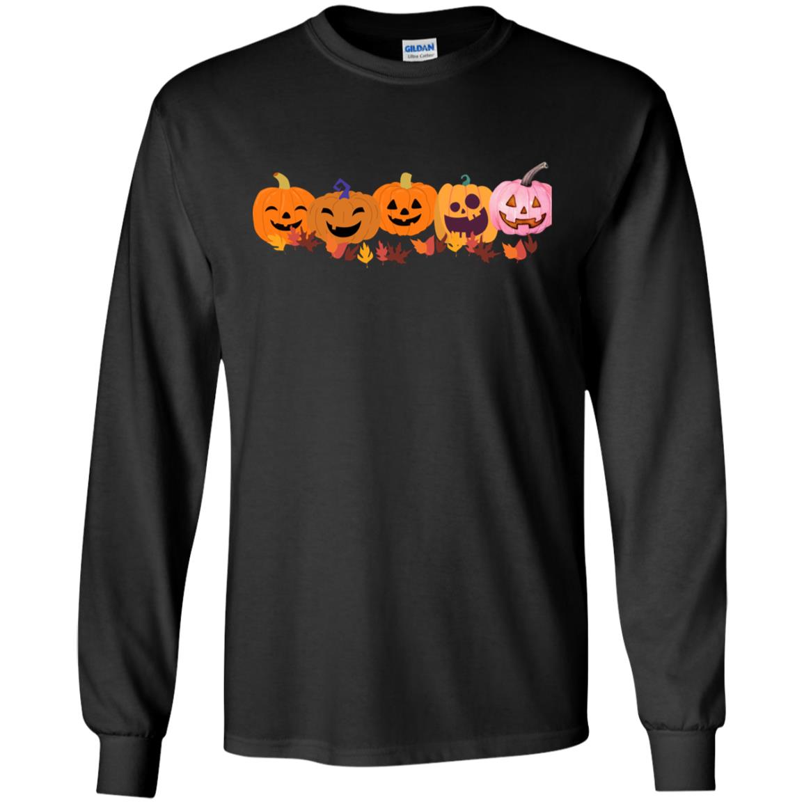 Jack 0 Lanterns in a Row -- Youth LS T-Shirt