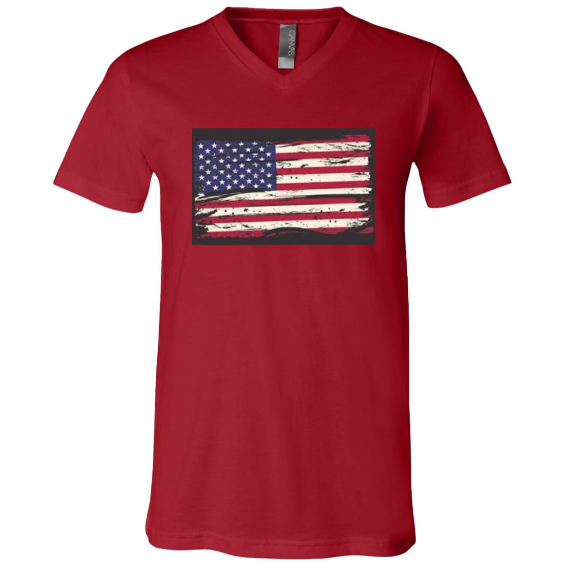 American Flag -- Unisex Jersey SS V-Neck T-Shirt