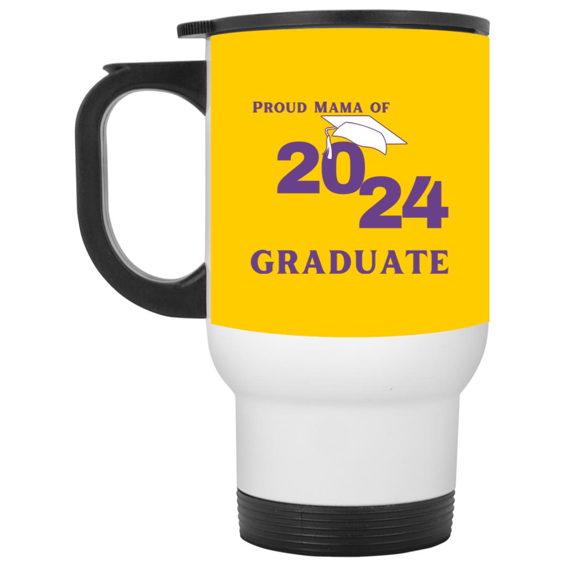 Proud Mama graduate 2024 purple CLOSEOUT - XP8400W White Travel Mug