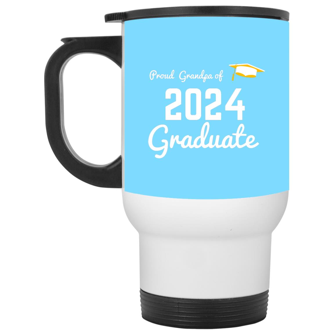 Proud Grandpa -- Graduate 2024 -- White Travel Mug