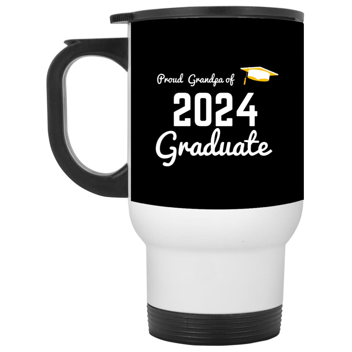 Proud Grandpa -- Graduate 2024 -- White Travel Mug