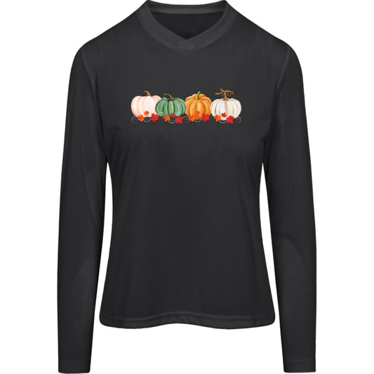 Pumpkins in a Row -- Women's Zone Long Sleeve Tee