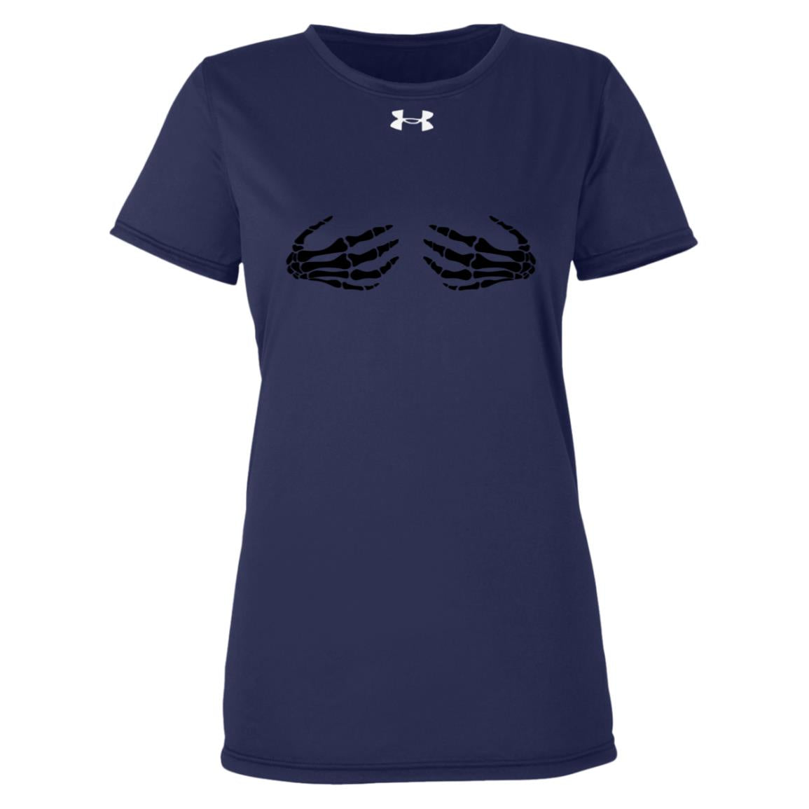 Skeleton Hands Cupping Breasts -- Under Armour Women's Team Tech Tee