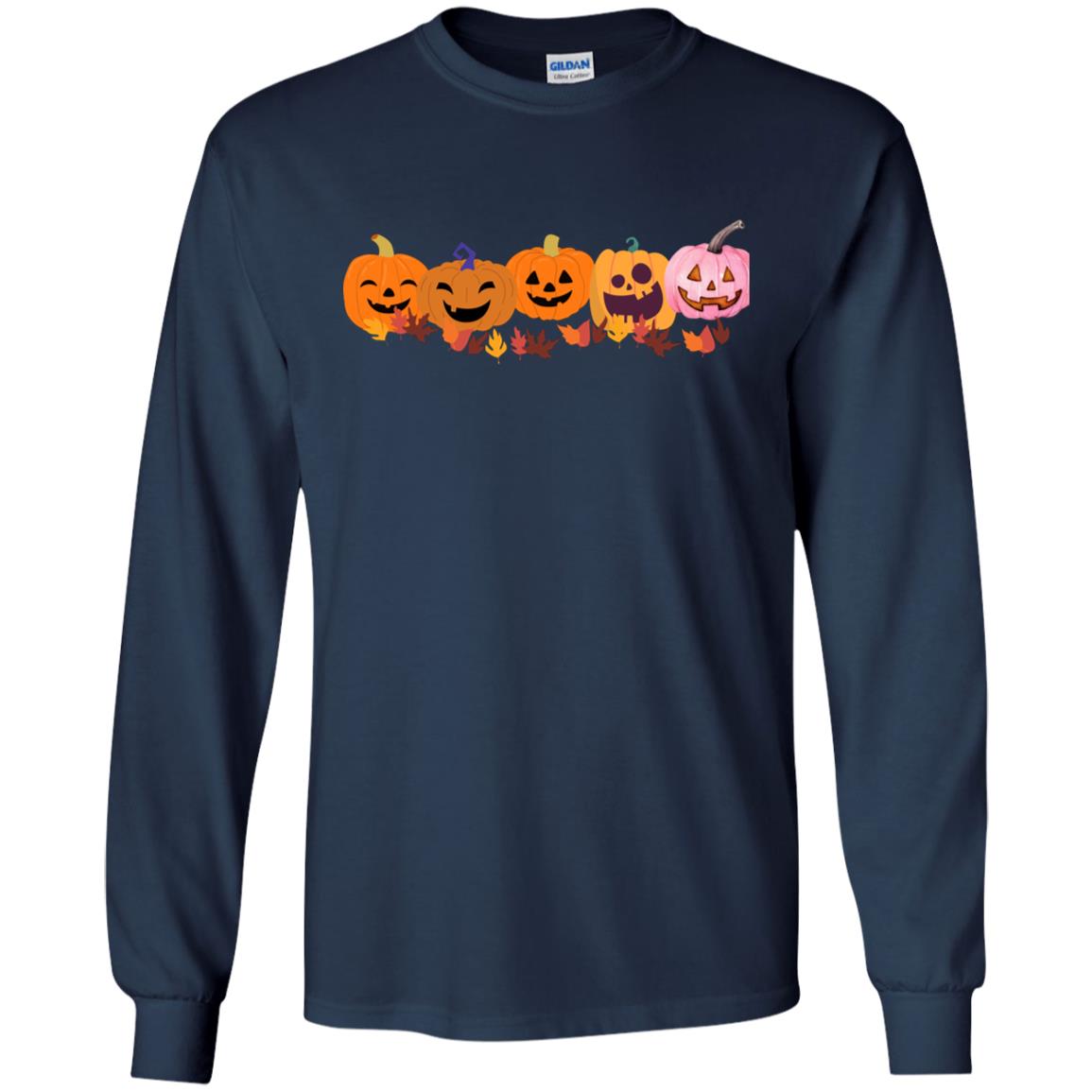 Jack 0 Lanterns in a Row -- Youth LS T-Shirt