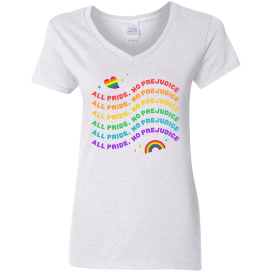 All Pride No Prejudice -- Ladies' 5.3 oz. V-Neck T-Shirt