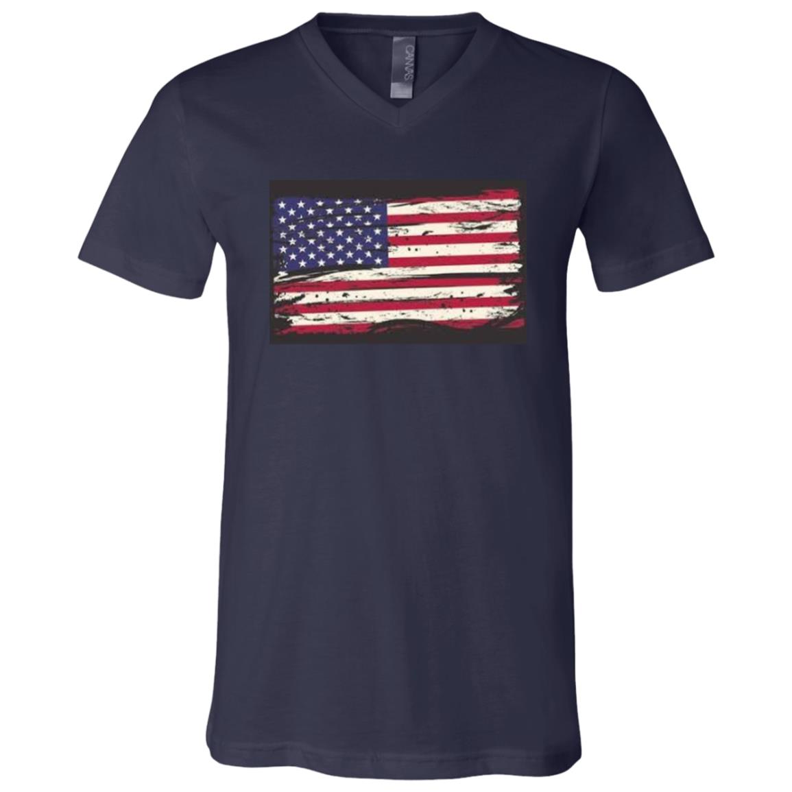 American Flag -- Unisex Jersey SS V-Neck T-Shirt