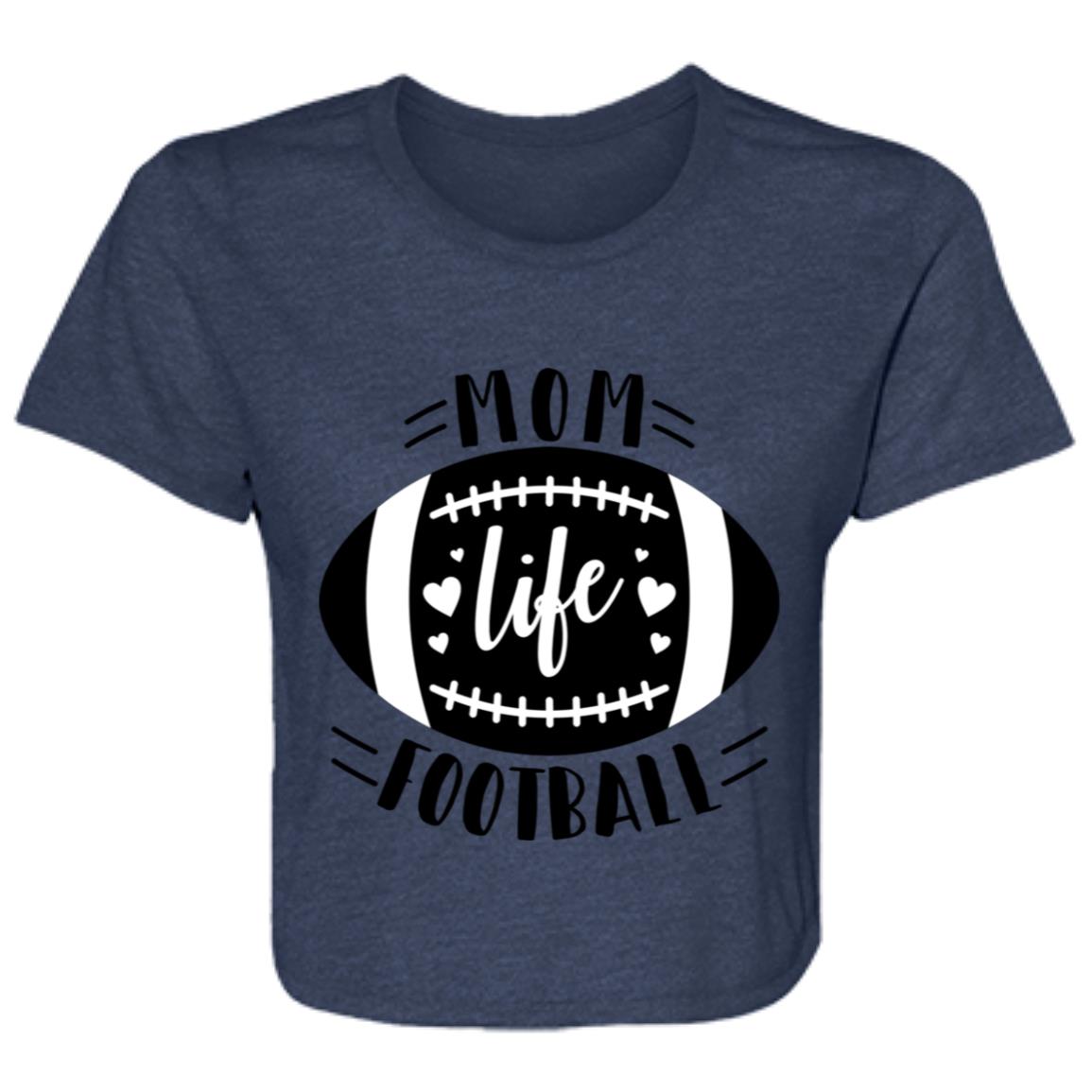 Football My Mom Life -- Ladies' Flowy Cropped Tee