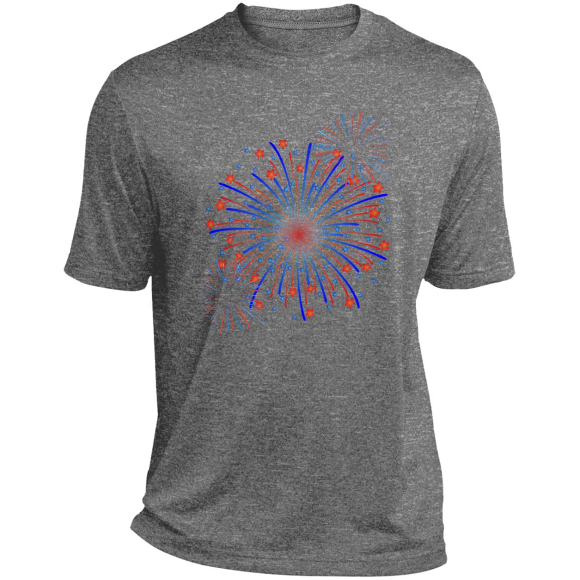 4th of July Fireworks (1) CLOSEOUT -- Heather Performance Tee