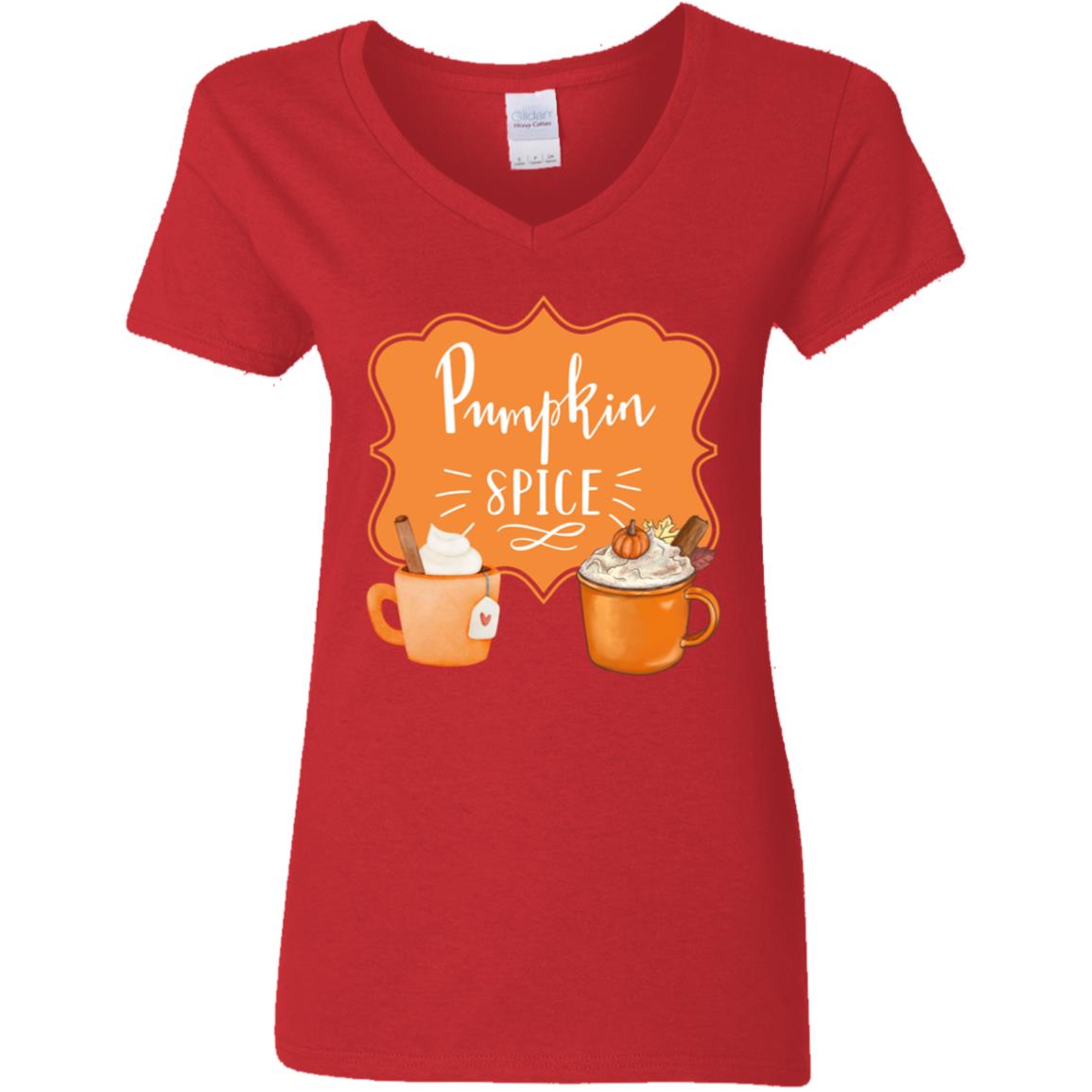 Pumpkin Spice Latte Orange -- Ladies' 5.3 oz. V-Neck T-Shirt