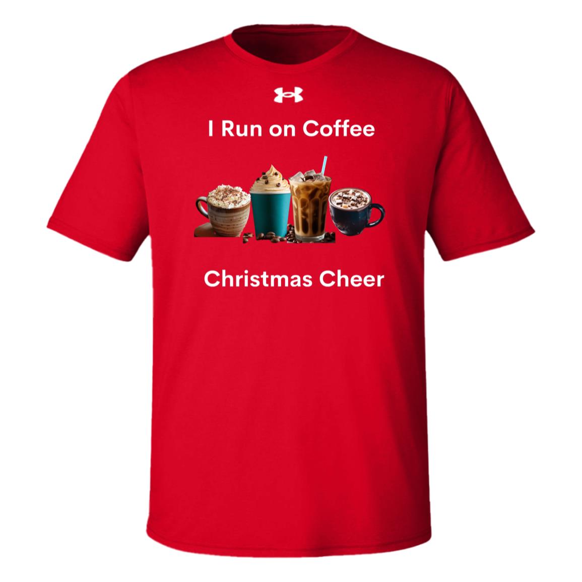 I Run on Coffee white --  Under Armour Team Tech Tee