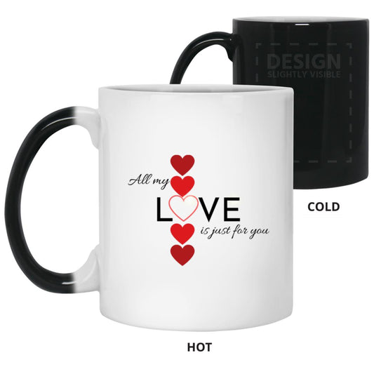 Elegant red hearts no background black t-shirt 21150 11oz Color Changing Mug