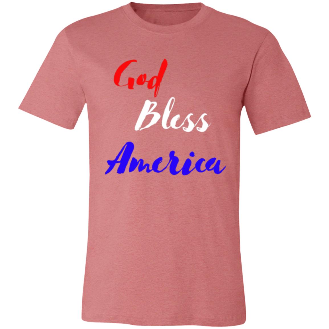 God bless America red white blue 3001C Unisex Jersey Short-Sleeve T-Shirt