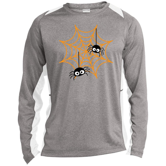 Spiders on Web -- Long Sleeve Heather Colorblock Performance Tee