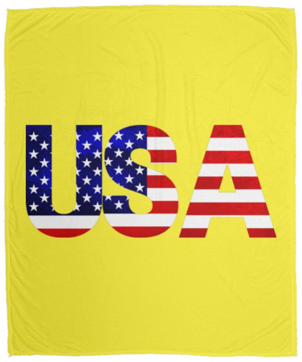 USA American Flag T-shirt VPM Cozy Plush Fleece Blanket - 50x60