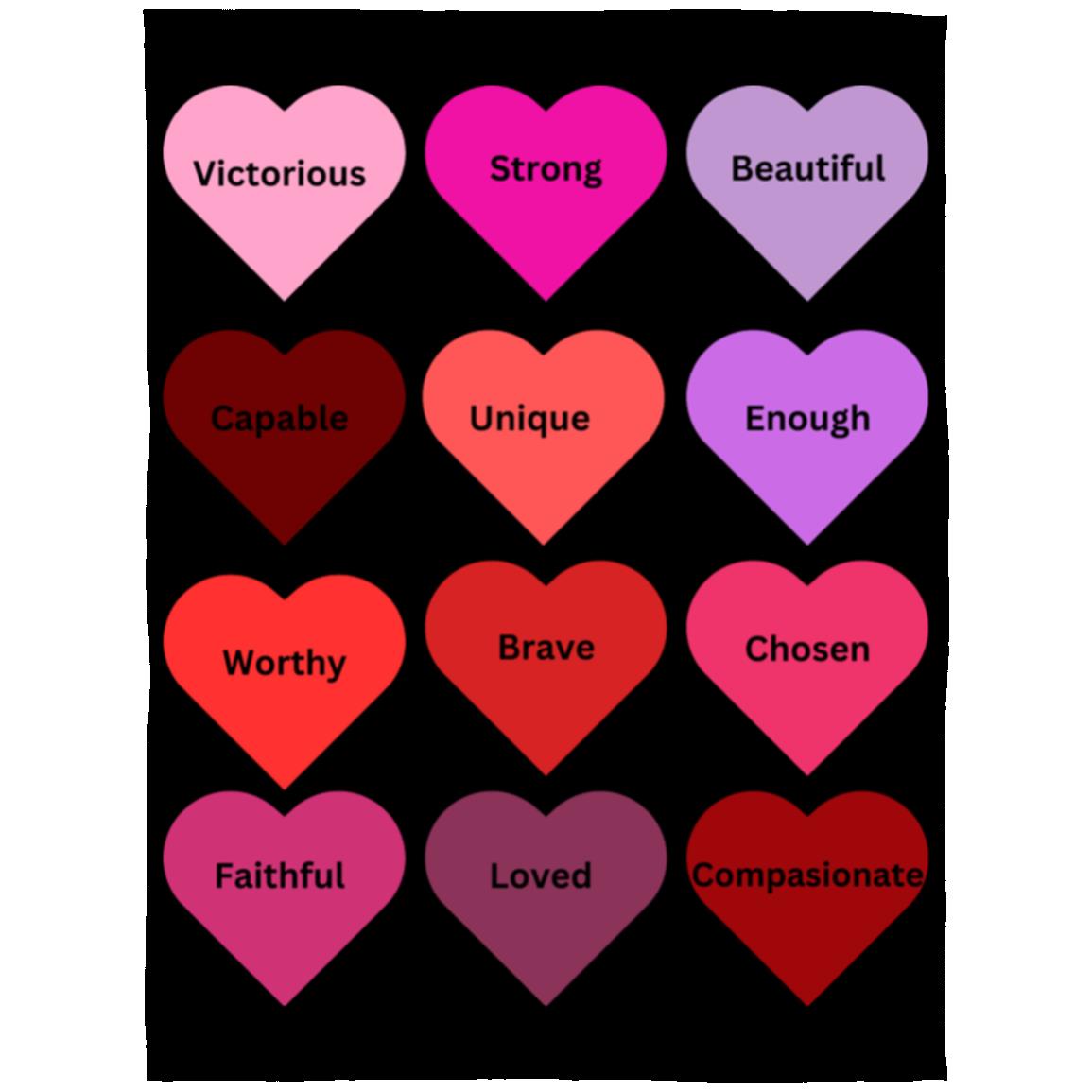 Positive hearts black FLL Arctic Fleece Blanket 60x80